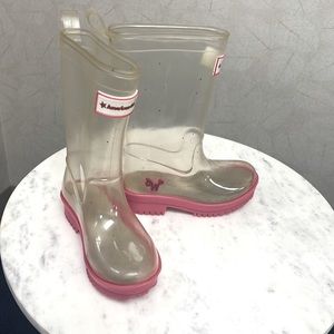 American Girl Clear Pink Rain Boots size 8/9 Wellie Wishers